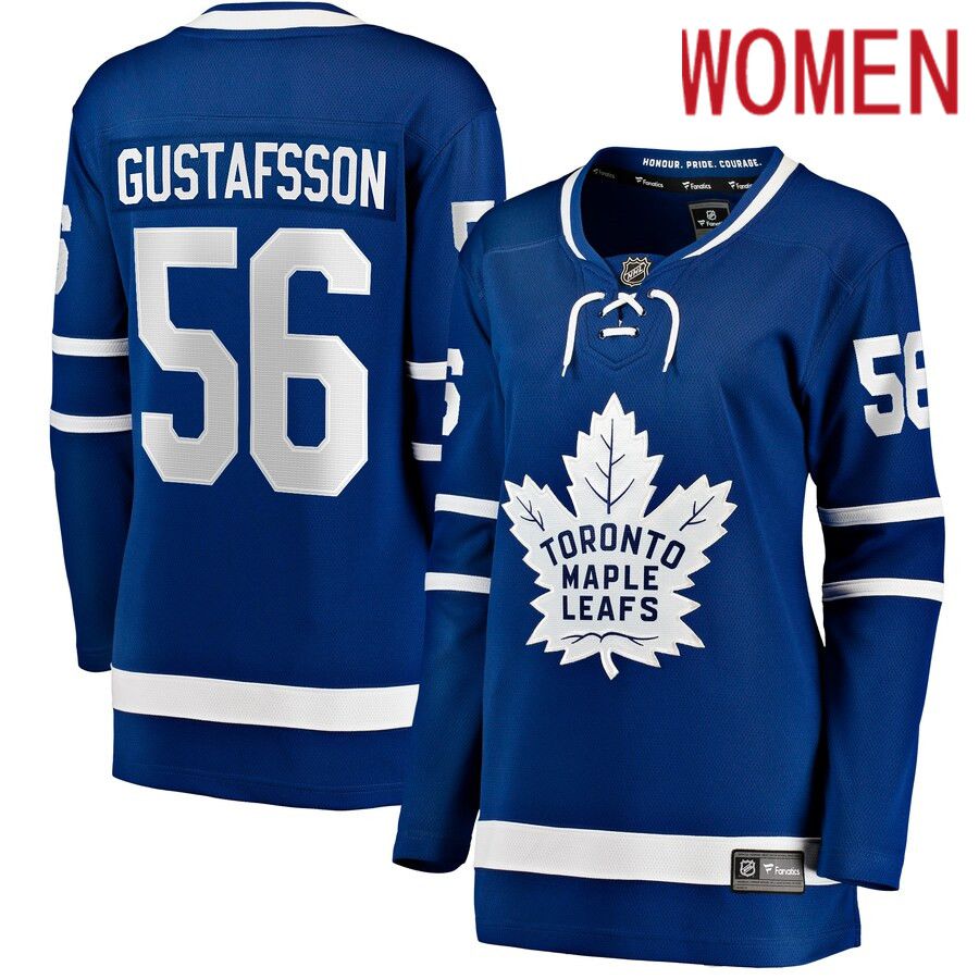 Women Toronto Maple Leafs 56 Erik Gustafsson Fanatics Branded Blue Home Breakaway NHL Jersey